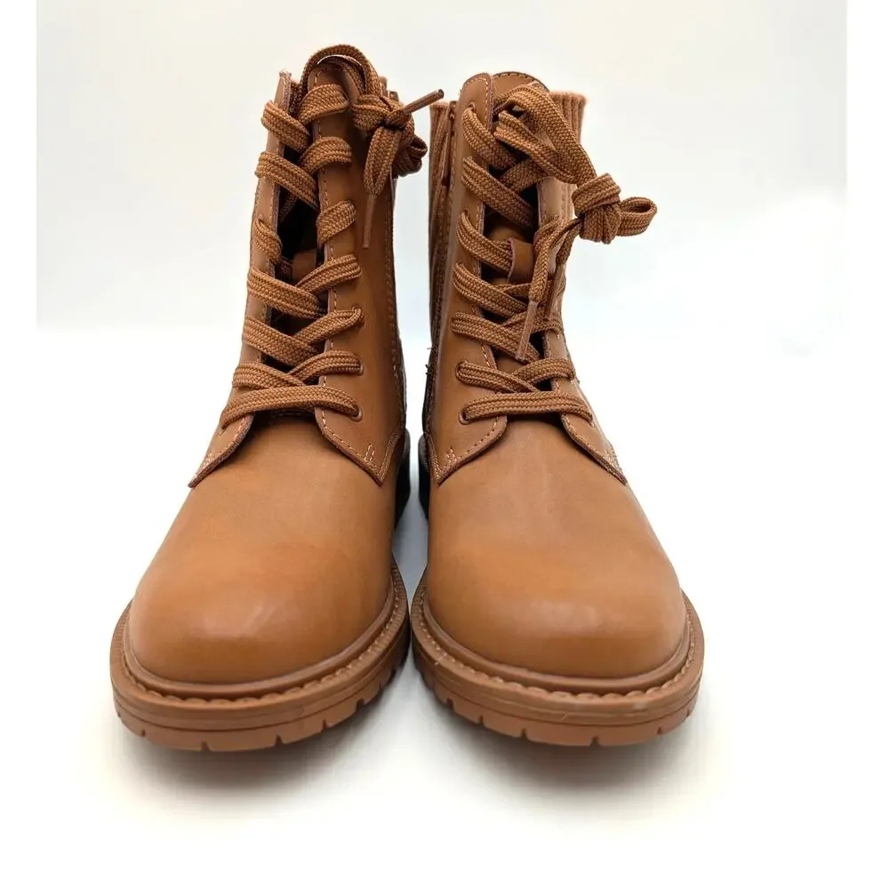 Sam Edelman Lydell Mini Lace-Up Combat Boots Kids' Rich Brown Size US4M EU36